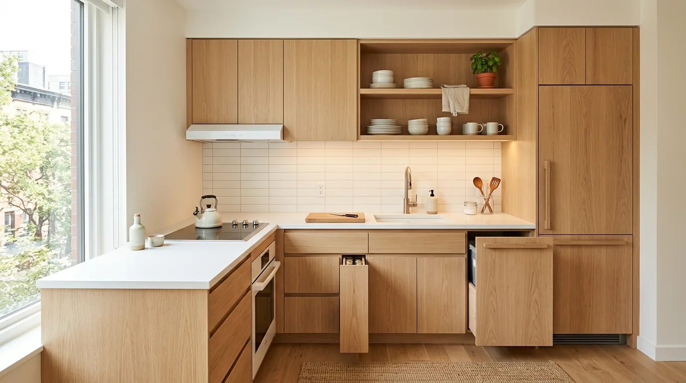 Keep styling light and tonal inspiration for a warm white and white oak kitchen.